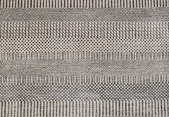 10x14 Gray Black Stripes Savannah Handmade Area Wool Rug ( JC-7757 )