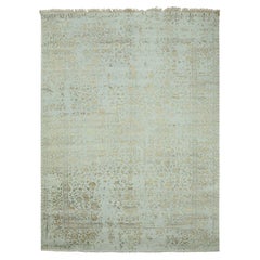 10
x14
Grauer handgeknüpfter gebrochener persischer gelöschter Heriz Design Woll- und Seidenteppich