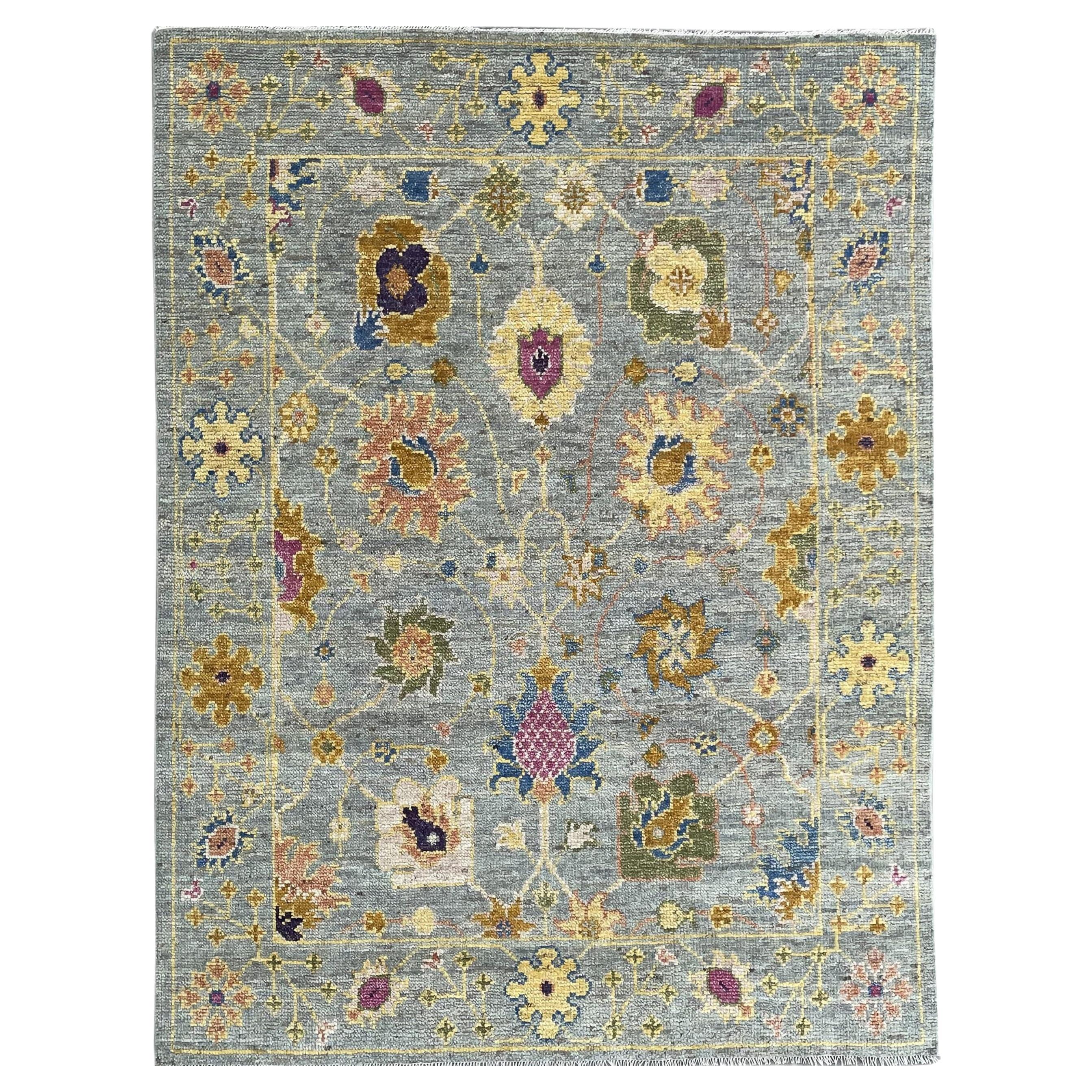 10x14 Gray Hand-Knotted Wool Floral Trelliswork Geometric Modern Carpet Rug