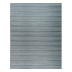 10x14 Gray Hand-Knotted Wool Striated Bands Geometric Modern Carpet Rug
