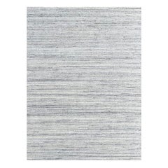 10x14 Gray Hand-Knotted Wool Striated Geometric Modern Carpet Rug