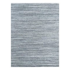 10x14 Gray Hand-Knotted Wool Striated Texture Geometric Modern Carpet Rug