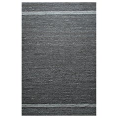 10x14 Gray Handwoven Wool Subtle Linear Bands Geometric Modern Carpet Rug