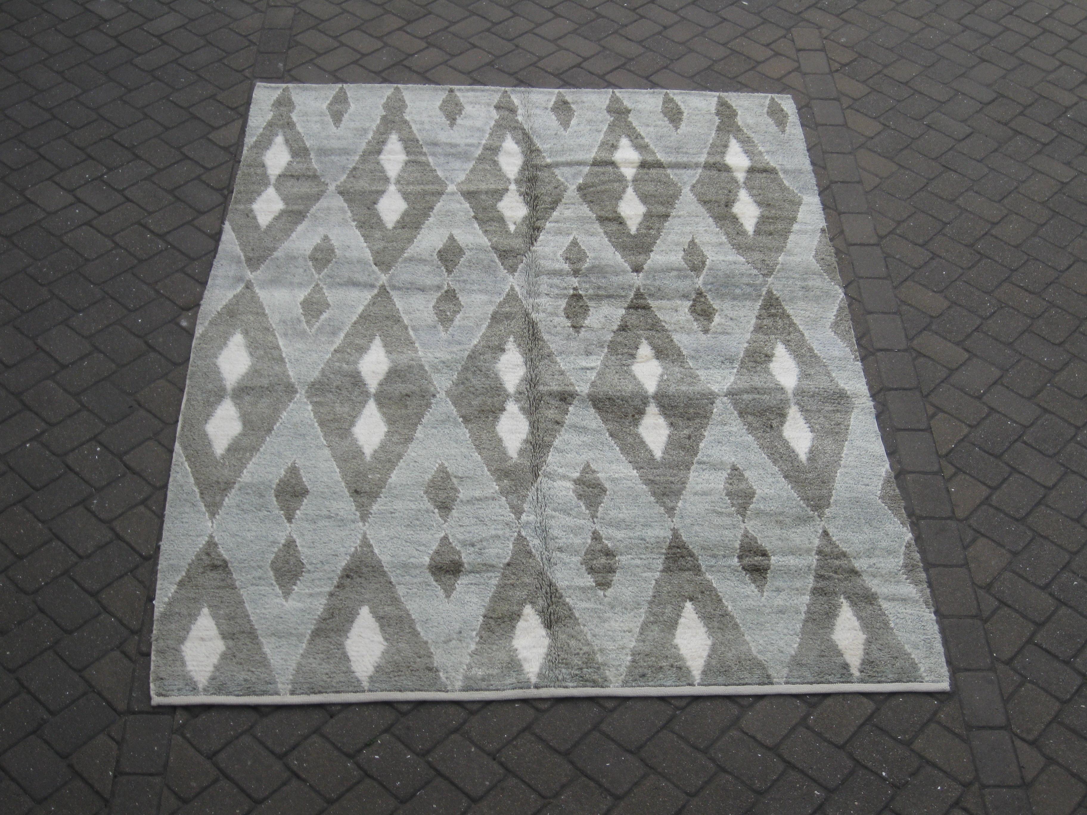 Annodato a mano Tappeto moderno marocchino 10'x14' grigio in vendita