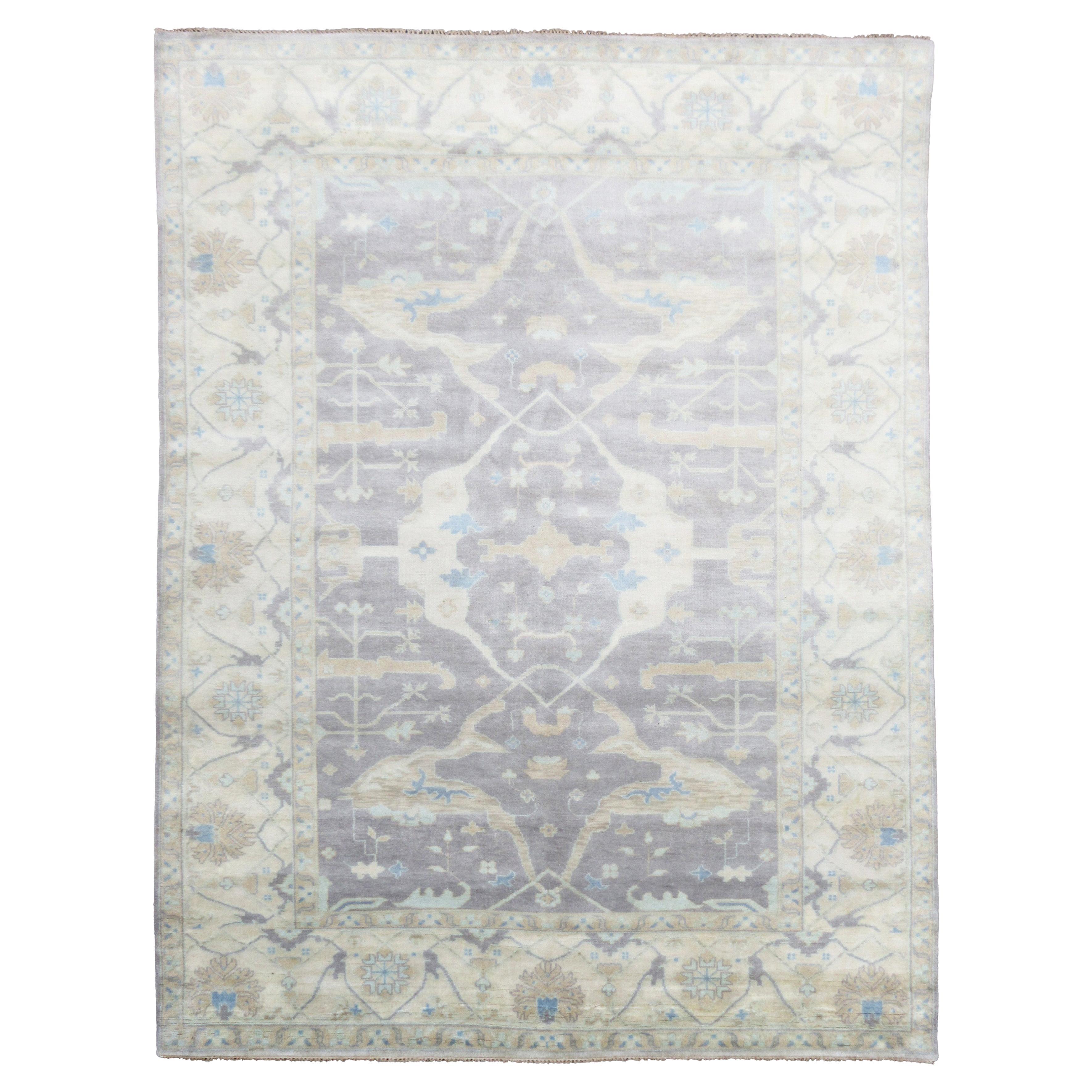 Gray Oushak Area Rug For Sale