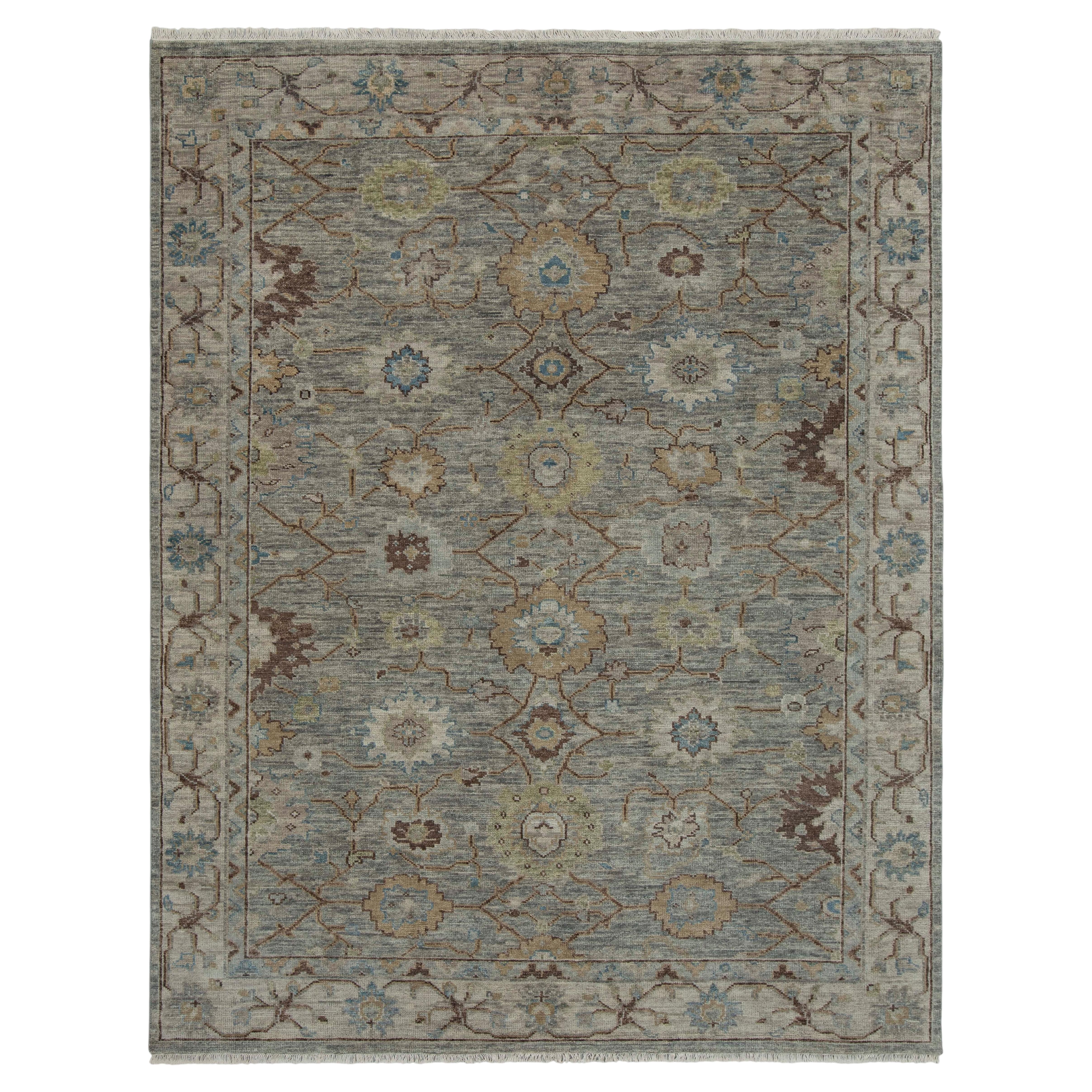 10x14 Gray Turkish Oushak Hand Knotted Wool Rug For Living Room ( G - 13234 )
