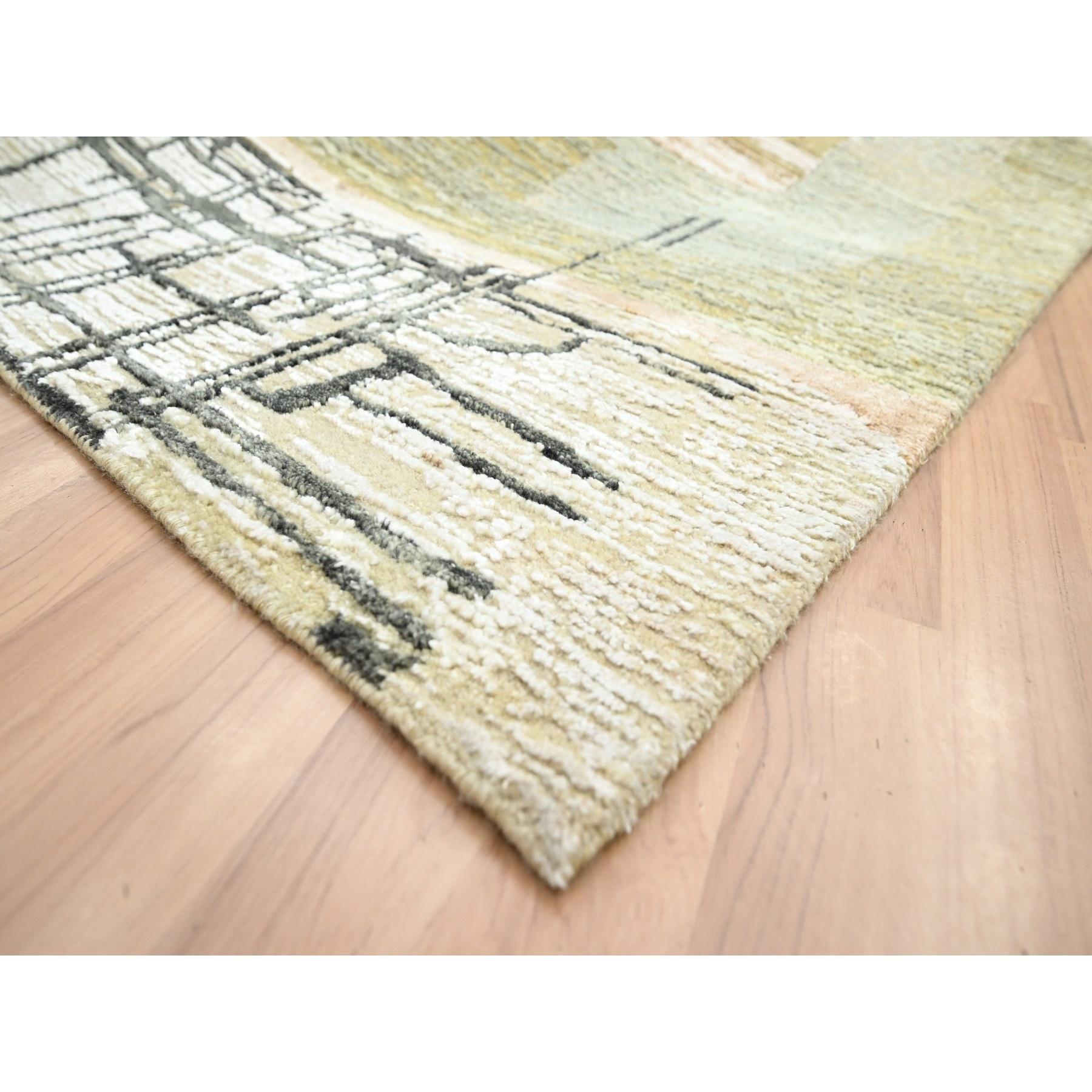 10'x14' Gray with Brown Hand Knotted Persian Knot Abstract Design All Wool Rug In New Condition For Sale In Carlstadt, NJ