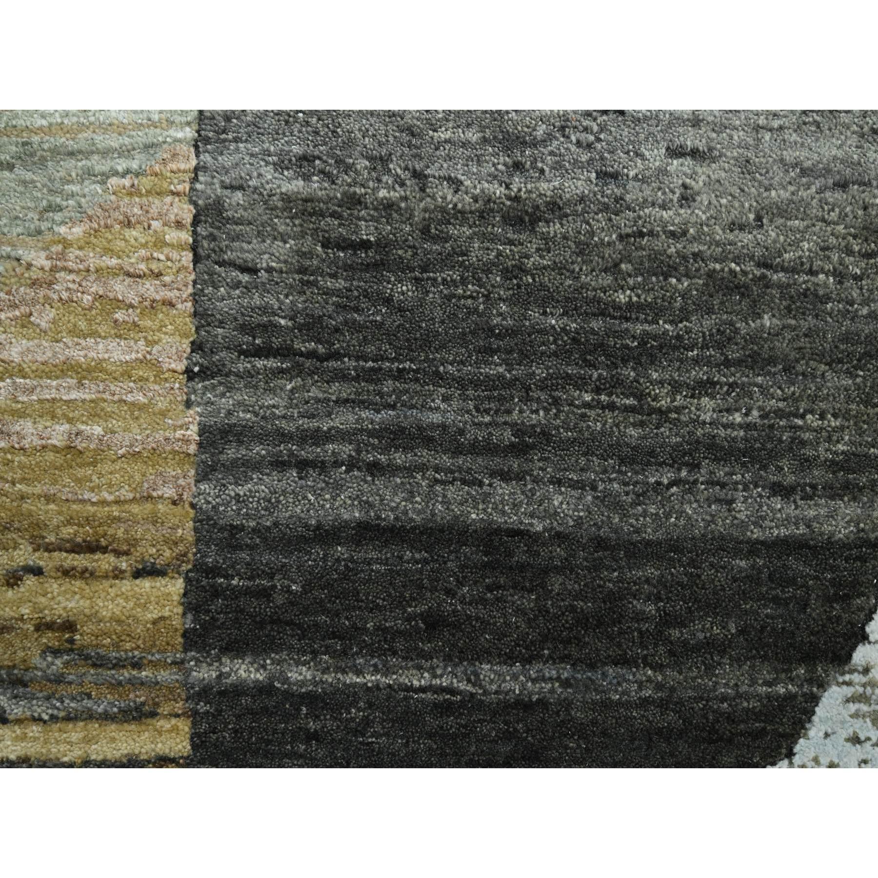 10'x14' Gray with Brown Hand Knotted Persian Knot Abstract Design All Wool Rug For Sale 1