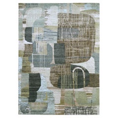 10'x14' Gray with Brown Hand Knotted Persian Knot Abstract Design All Wool Rug