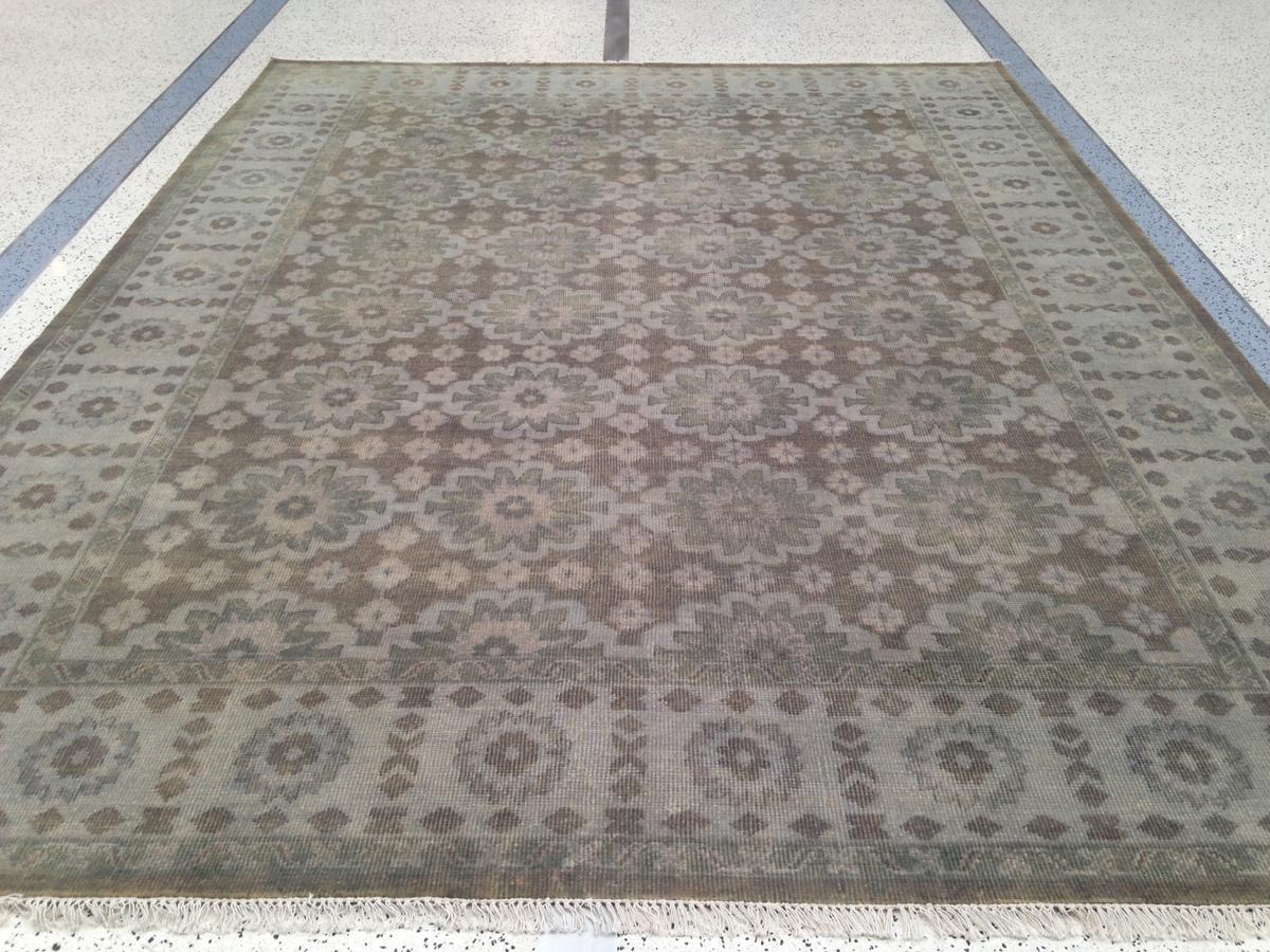 Alfombra de diseño floral gris 10'x14 Anudado a mano en venta
