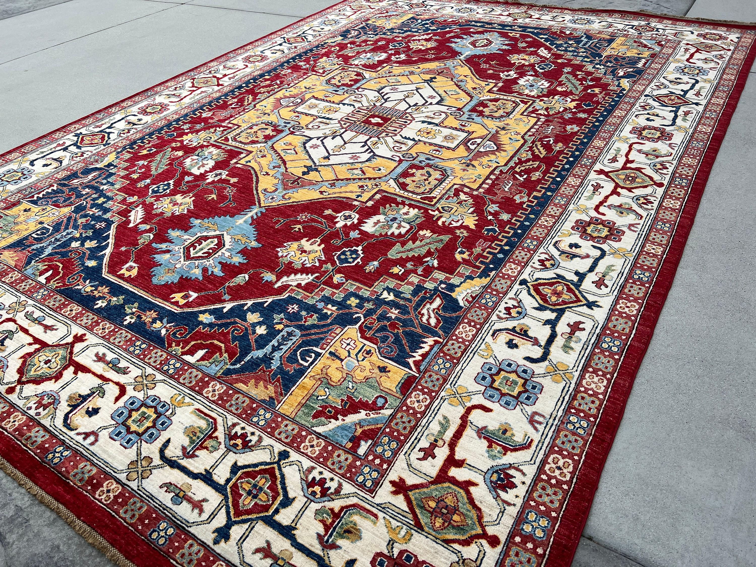 Hand-Knotted Afghan Heriz Rug Premium Hand-Spun Afghan Wool Fair Trade In New Condition For Sale In San Marcos, CA