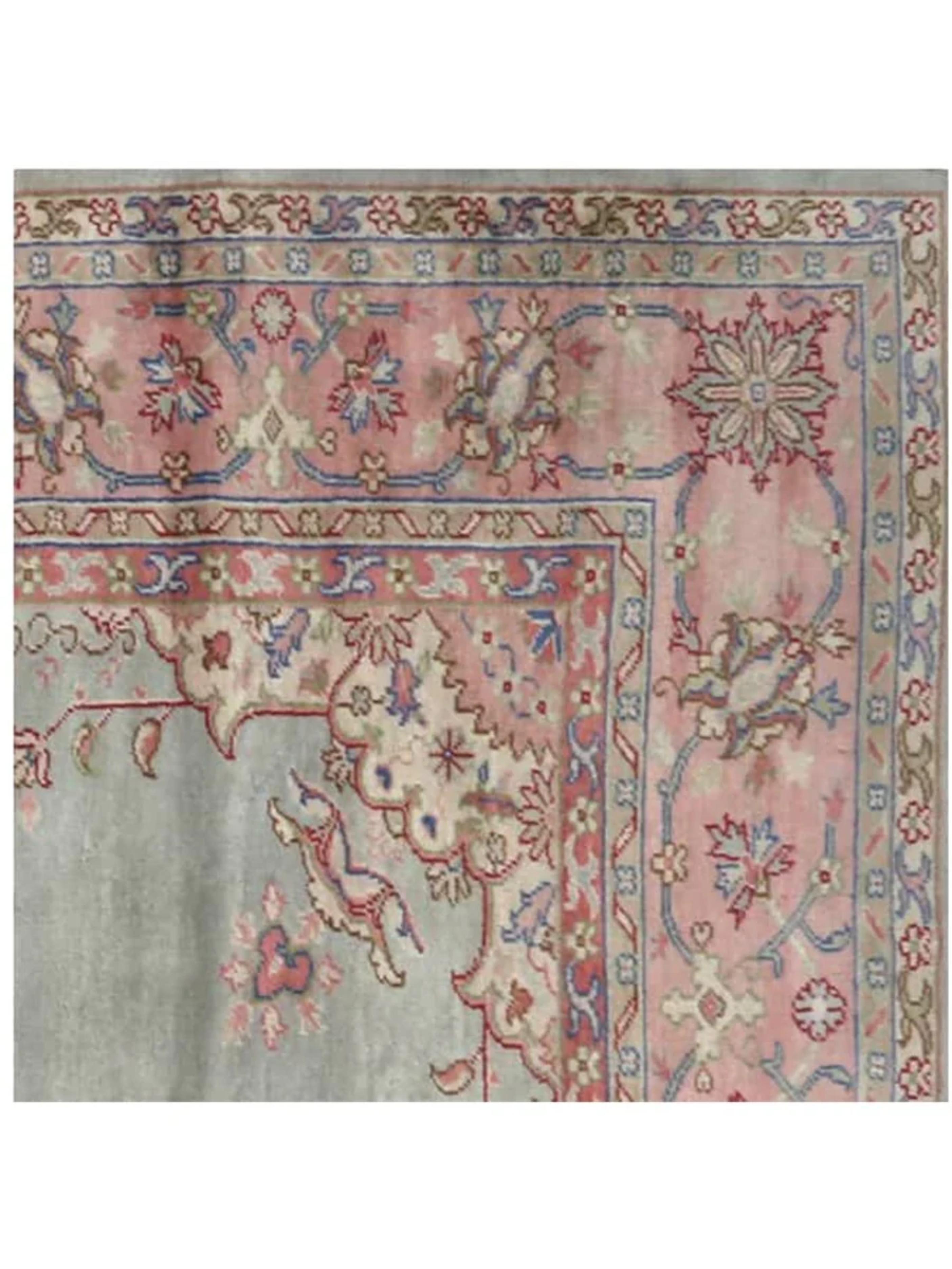 10x14 Handgeknüpfter antiker türkischer Oushak-Teppich im Zustand „Gut“ im Angebot in Dallas, TX