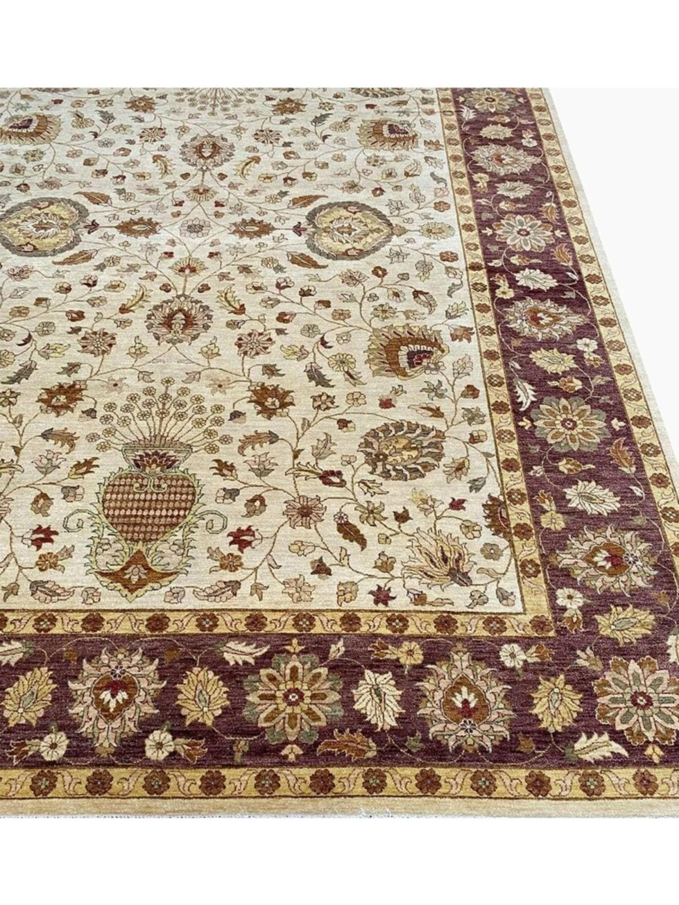 Annodato a mano 10x14 Hand Knotted Indian Agra Area Rug in vendita