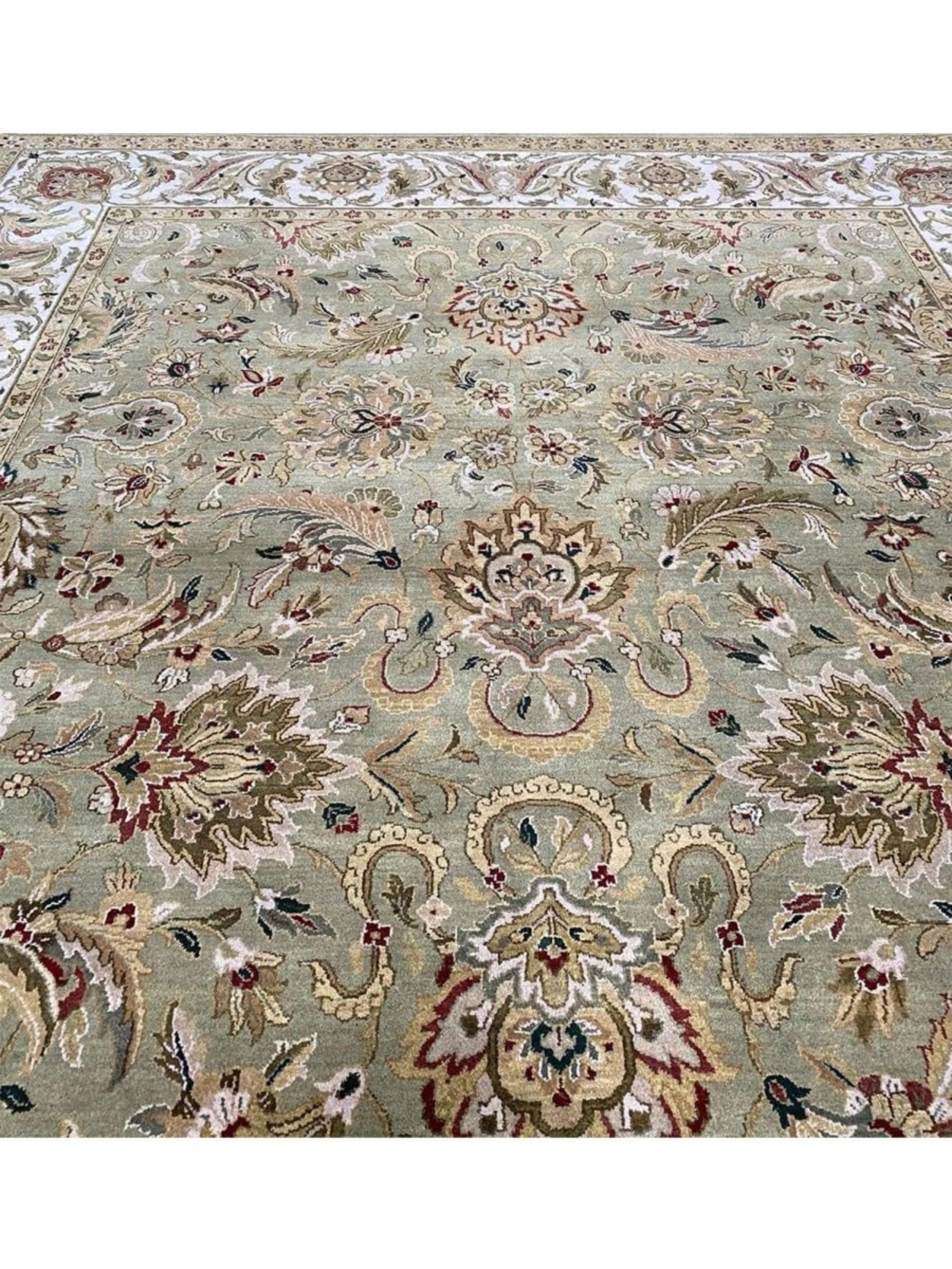 XXI secolo e contemporaneo 10x14 Hand Knotted Indian Agra Area Rug in vendita