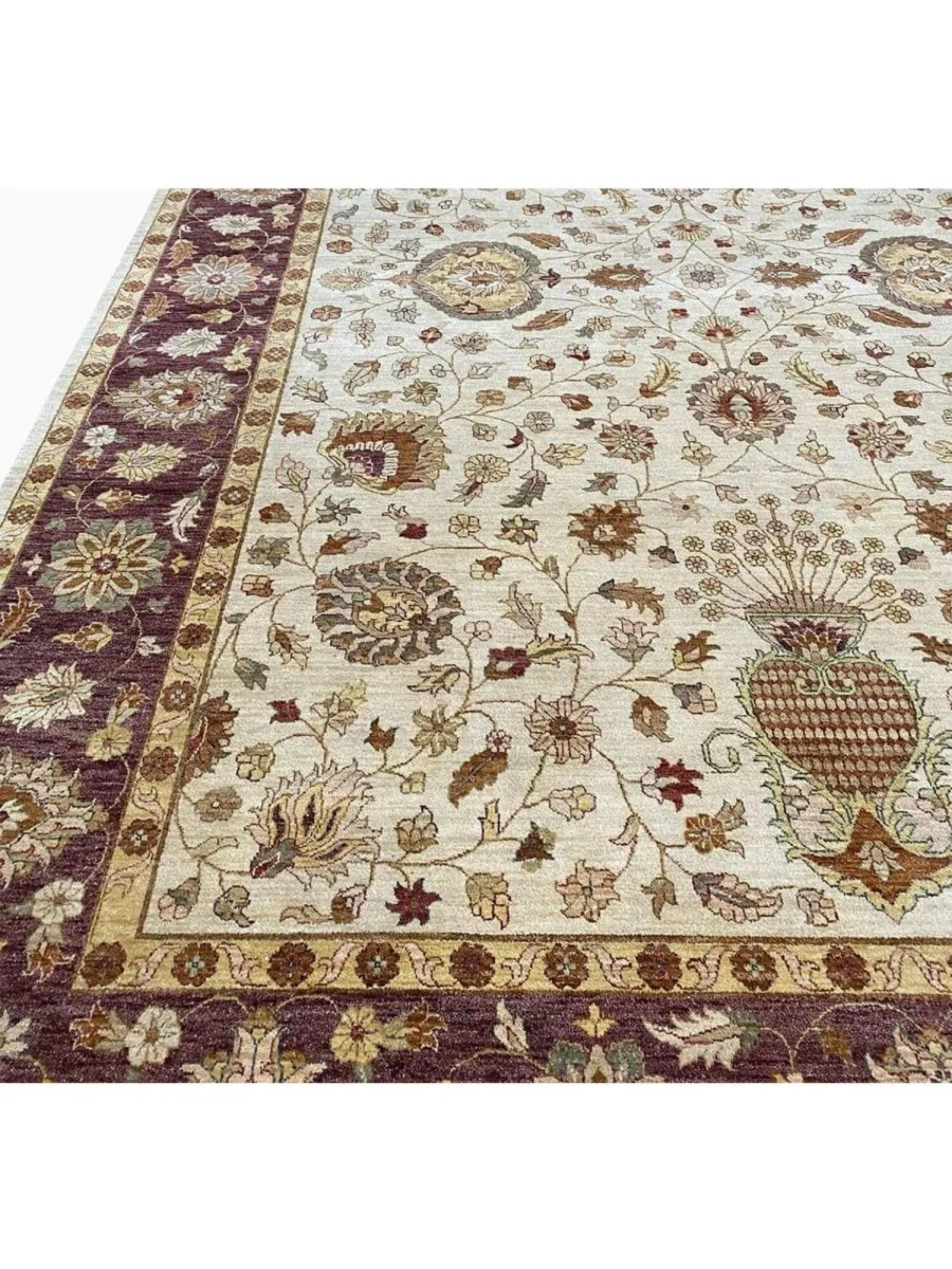 XXI secolo e contemporaneo 10x14 Hand Knotted Indian Agra Area Rug in vendita