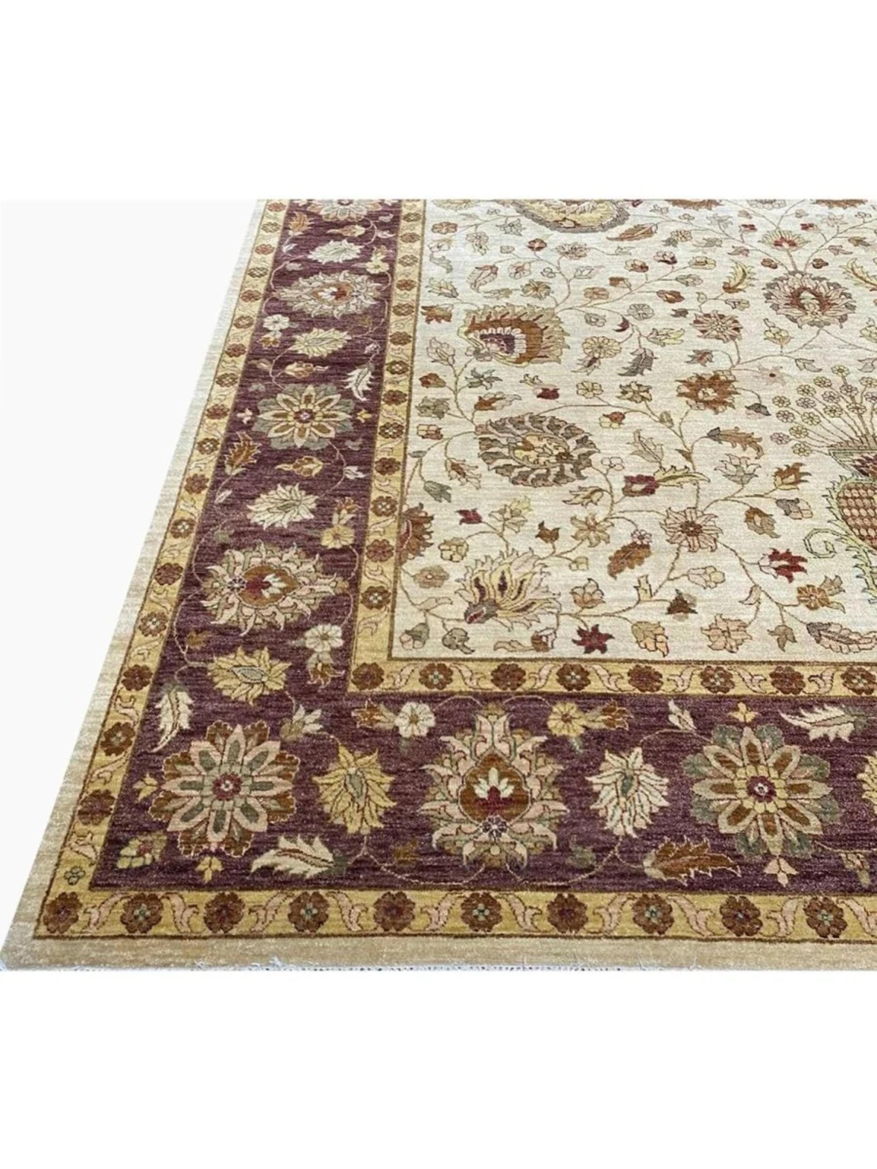 Lana 10x14 Hand Knotted Indian Agra Area Rug in vendita