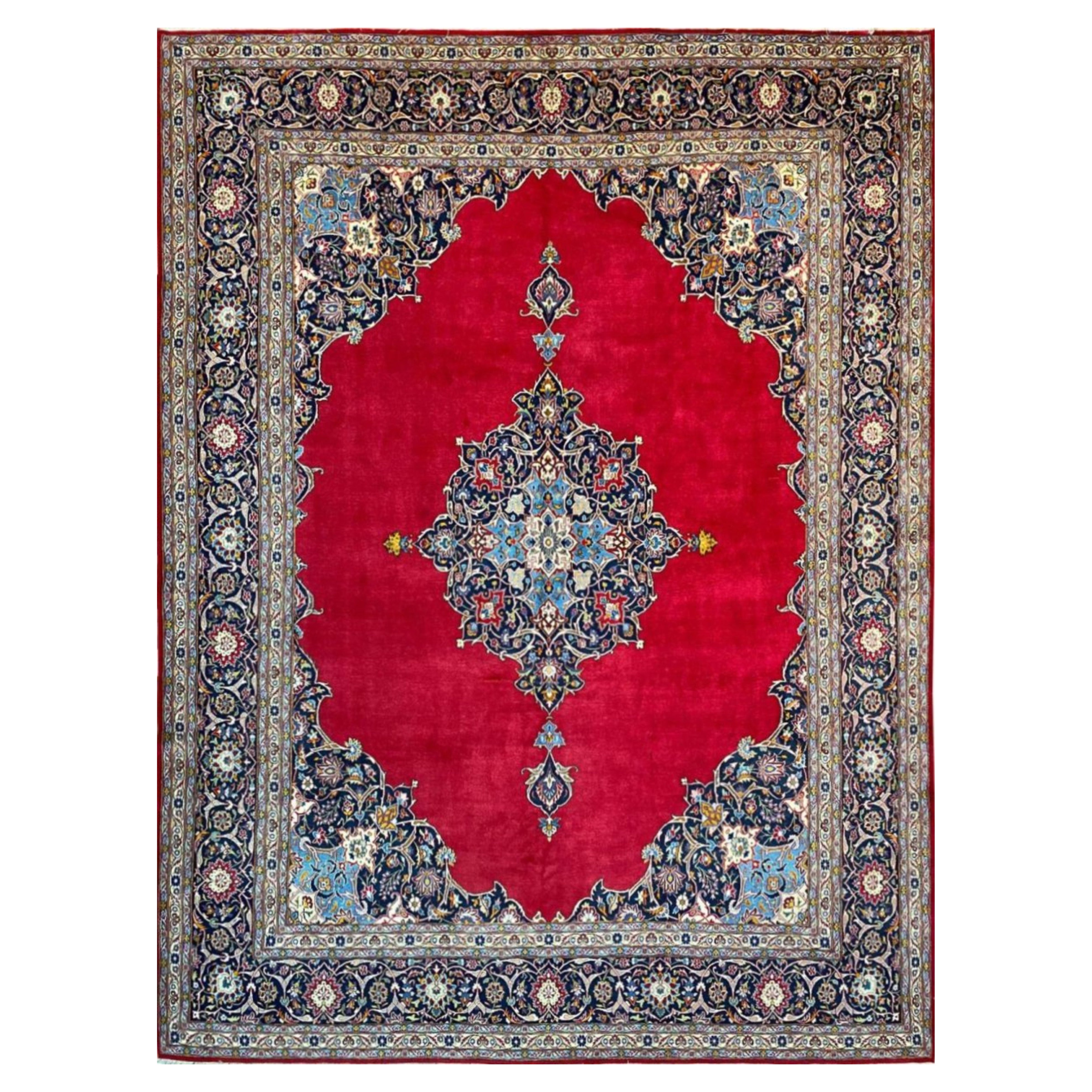 10x14 Handgeknüpfter alter Kashan-Teppich