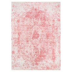 10'x14' Tappeto orientale in lana e seta annodato a mano con disegno persiano spezzato di colore rosa