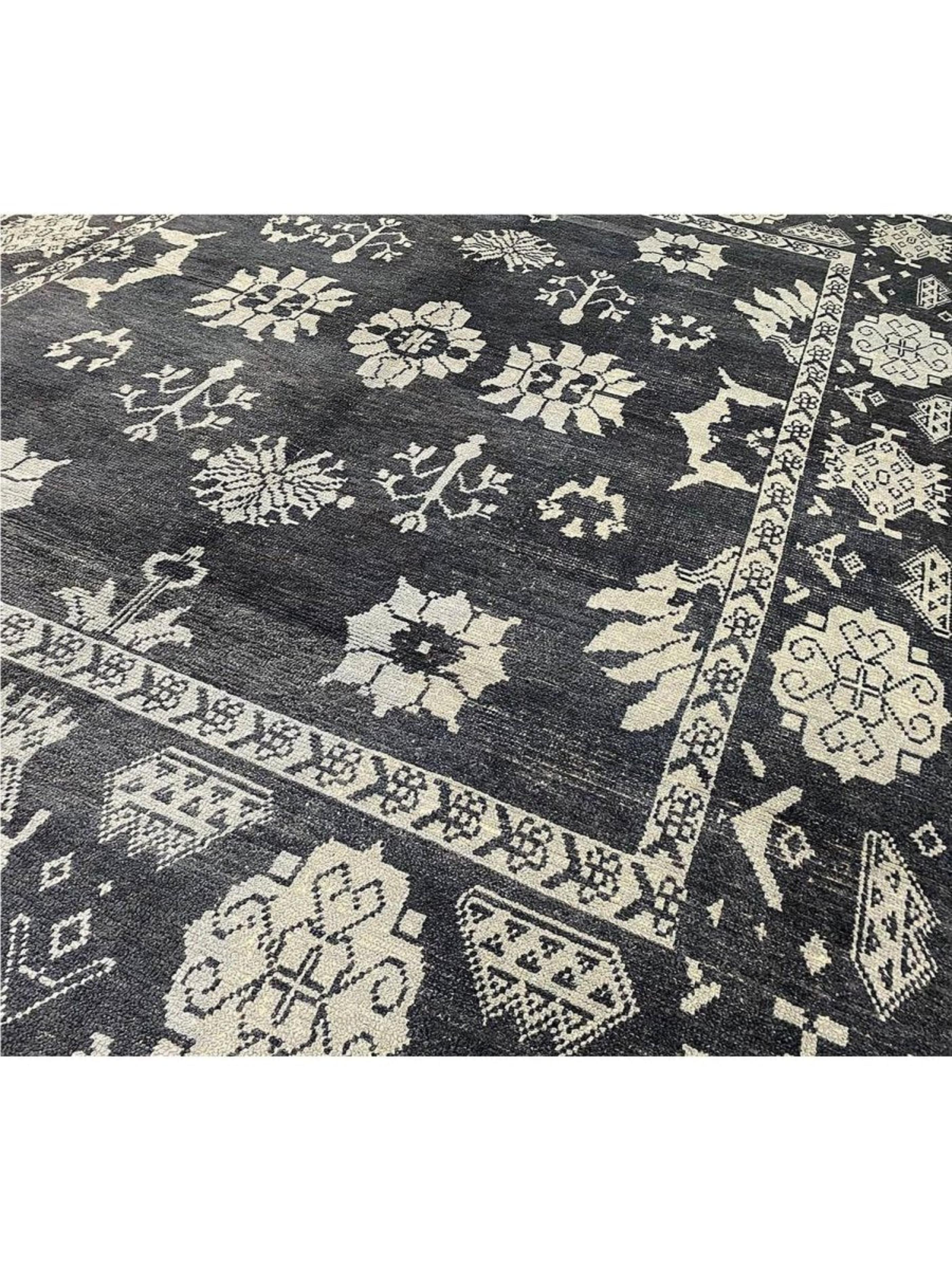 10x14 Hand-Knotted Turkish Oushak Area Rug (Handgeknüpft) im Angebot