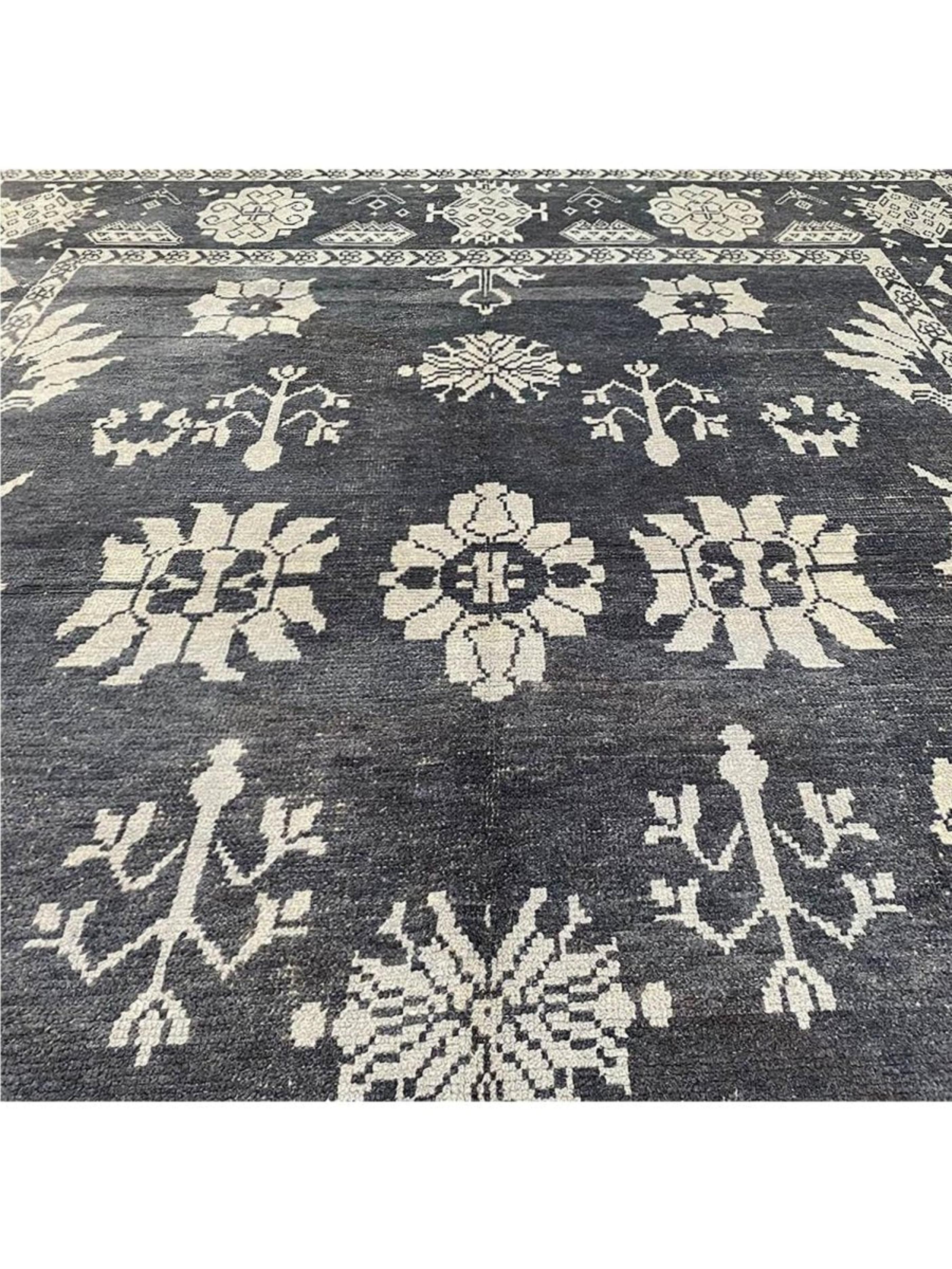 10x14 Hand-Knotted Turkish Oushak Area Rug (21. Jahrhundert und zeitgenössisch) im Angebot
