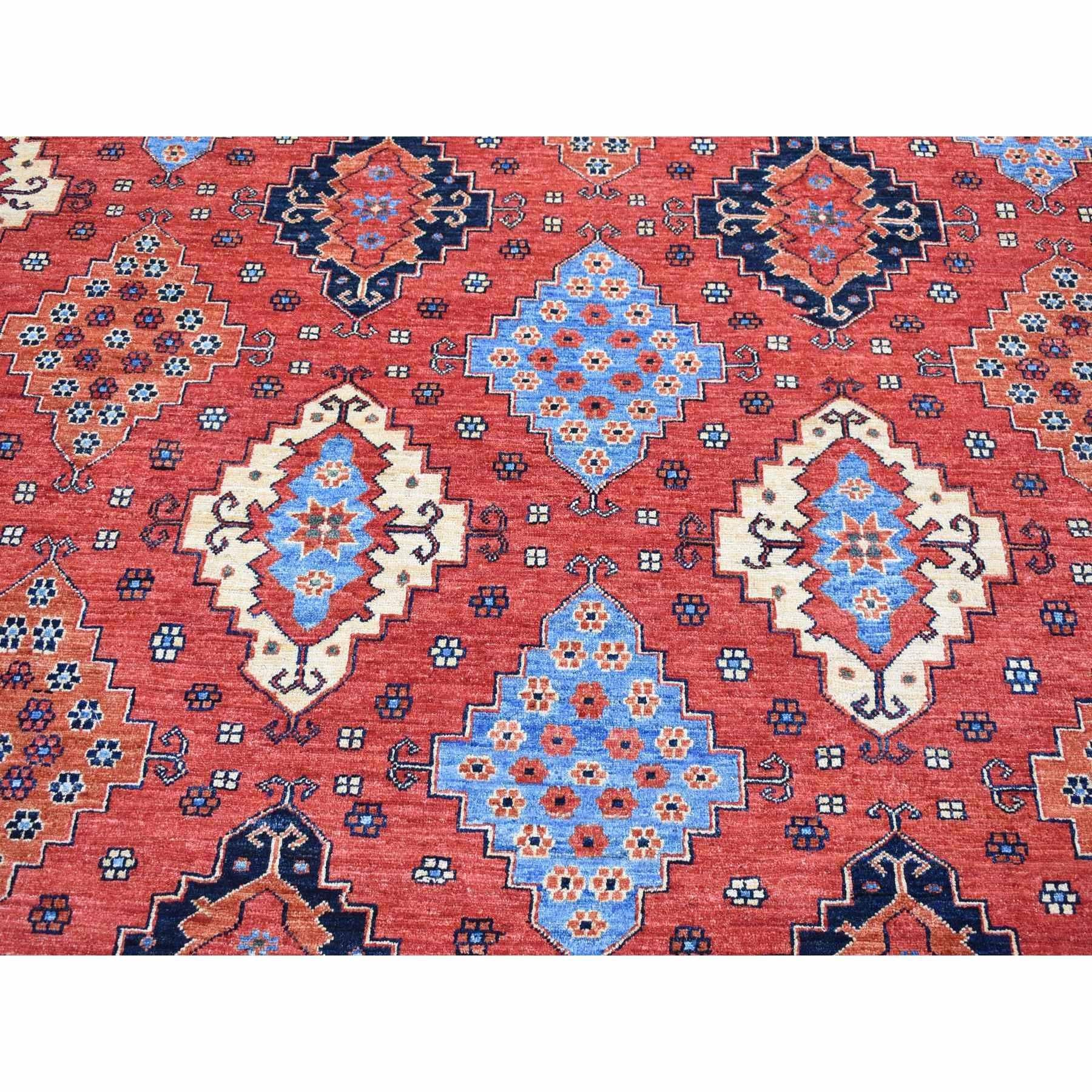 10'x14' kaiserlich roter, afghanischer Ersari, handgeknüpfter orientalischer Teppich aus reiner Wolle im Angebot 2