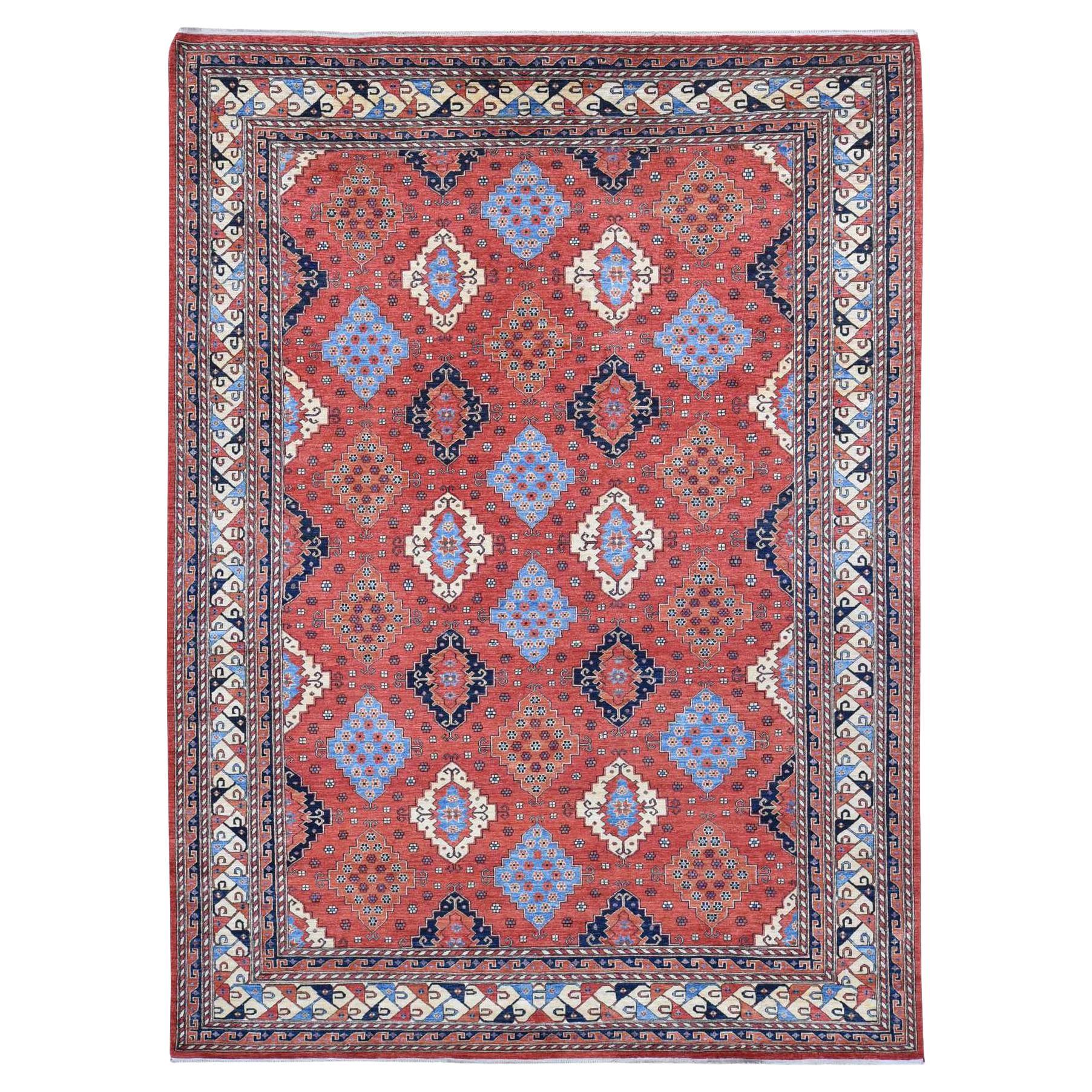 10'x14' Imperial Red, Afghan Ersari, Pure Wool Hand Knotted Oriental Rug