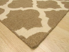 10x14 Iris Moroccan Brown Geometric Kilim Modern Flatweave Wool Carpet Rug