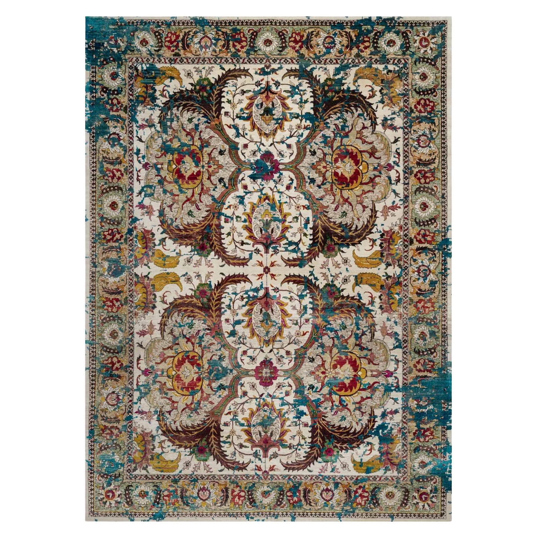 10
x14
 Ivory Hand Knotted Colorful Polonaise Broken Design Wool and Silk Rug