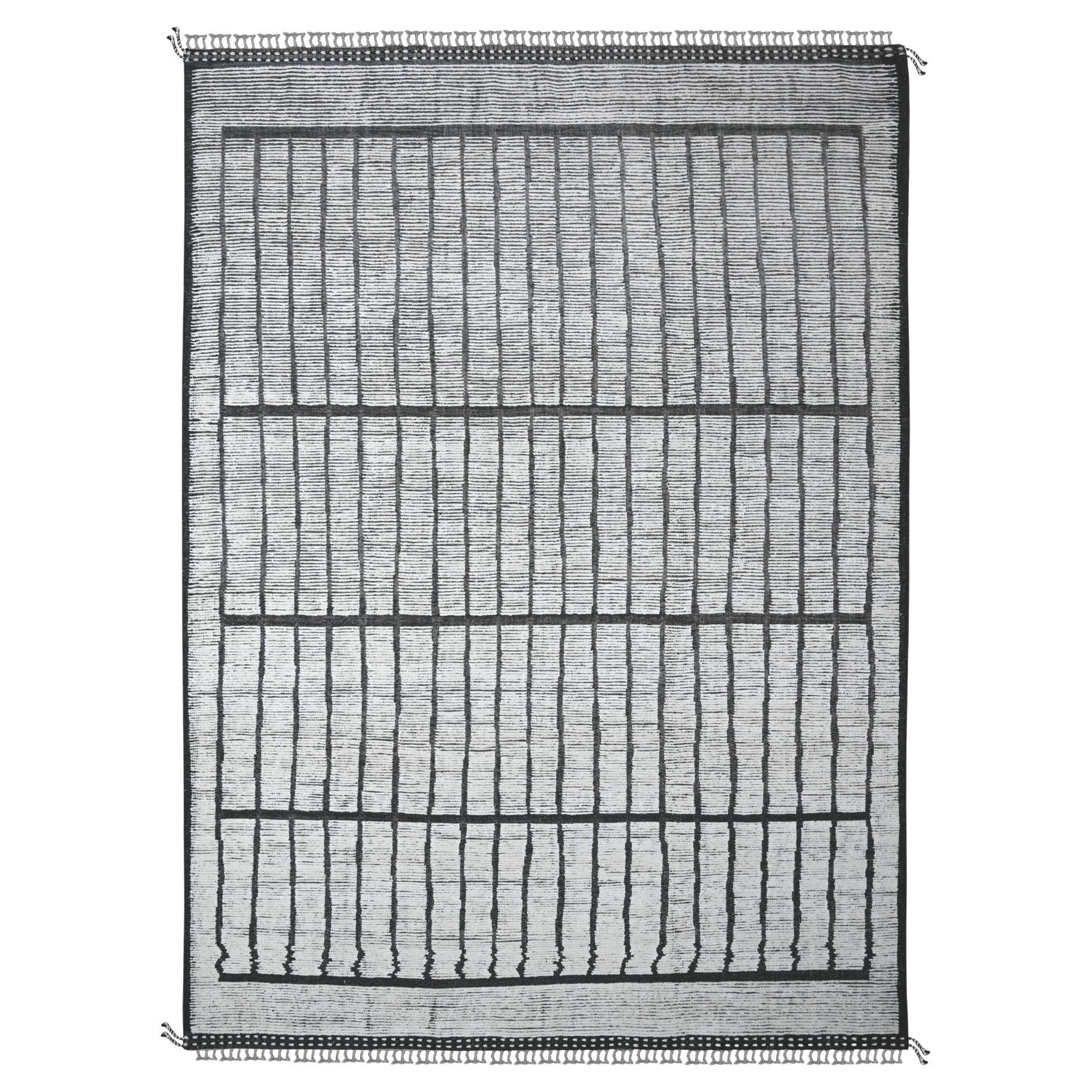 10'x14' Ivory Hand Knotted Moroccan Weave Segment Design Wool Oriental Rug For Sale