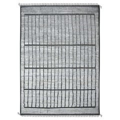 10'x14' Ivory Hand Knotted Moroccan Weave Segment Design Wool Oriental Rug