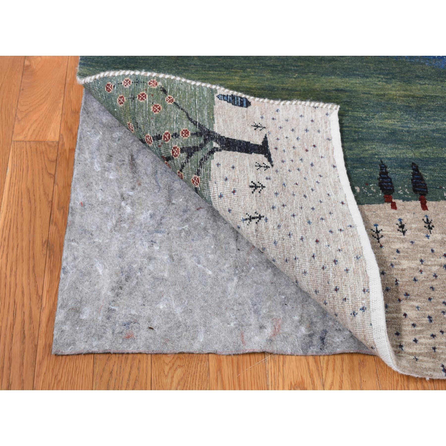 10'x14' Elfenbeinfarbener handgeknüpfter Teppich aus reiner Wolle mit persischer Volkskunst Gabbeh (Indisch) im Angebot