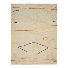 10x14 Ivory Hand-Knotted Wool Abstract Lineage Geometric Modern Carpet Rug