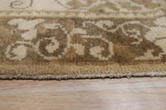 10x14 Ivory Hand-Knotted Wool Floral Scrollwork Geometric Modern Carpet Rug