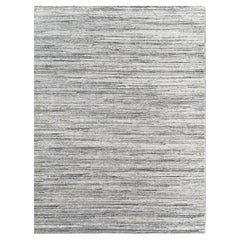 10x14 Ivory Hand-Knotted Wool Subtle Linear Texture Geometric Modern Carpet Rug