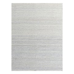 10x14 Ivory Hand-Knotted Wool Textured Banded Subtle Geometric Modern Carpet Rug
