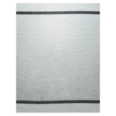 10x14 Ivory Handwoven Wool Understated Bands Geometric Modern Carpet Rug