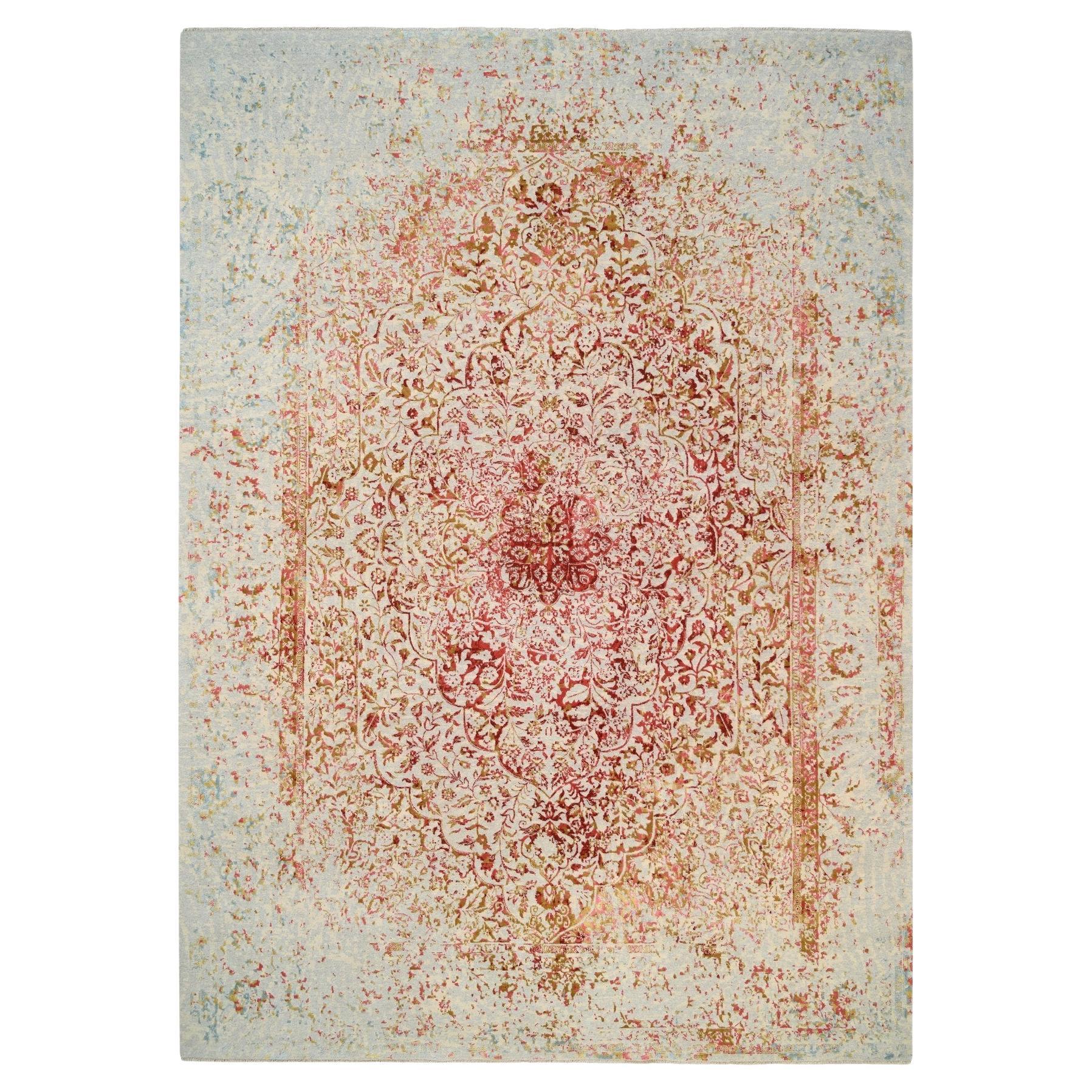 10
x14
 Ivory Persian Erased Design Wool and Pure Silk Hand Knotsted Rugs (Tapis persan à motifs effacés en laine et soie pure)