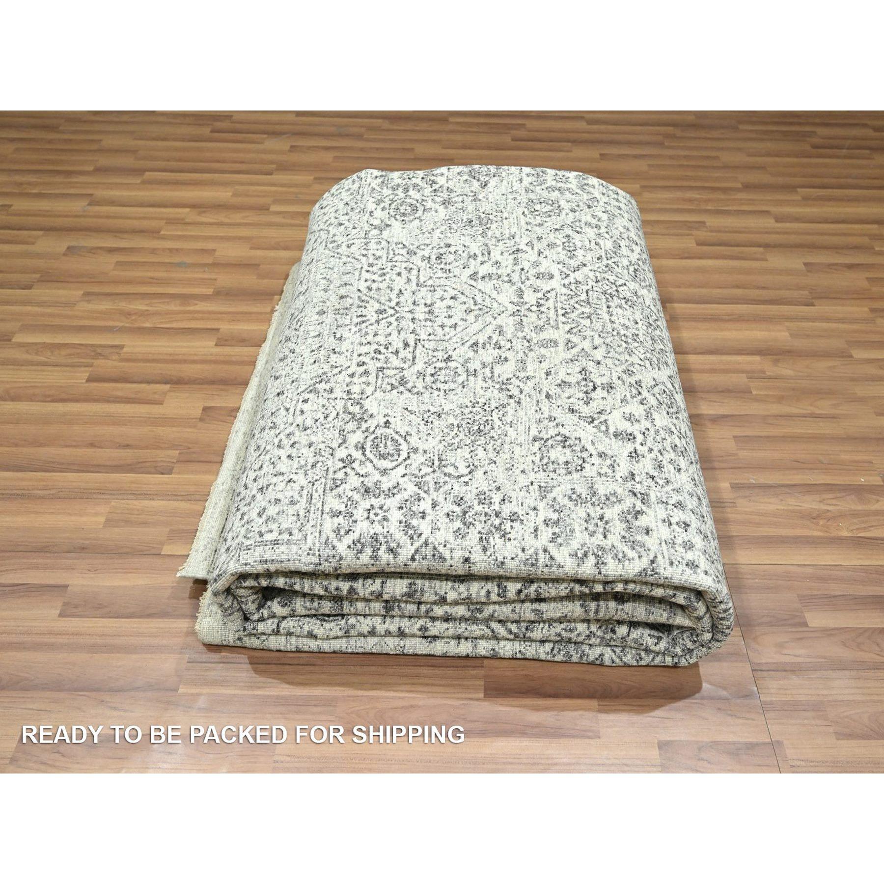 10'x14' Ivory Pre Historic Influence Mamluk Design Hand Knots Rugs Pure Wool en vente 1