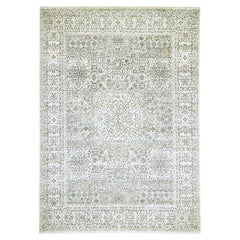 10'x14' Ivory Pre Historic Influence Mamluk Design Hand Knotted Pure Wool Rug