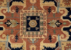 10x14 Ivoire Rouille Sarcelle Tapis persan noué à la main de style Serapi