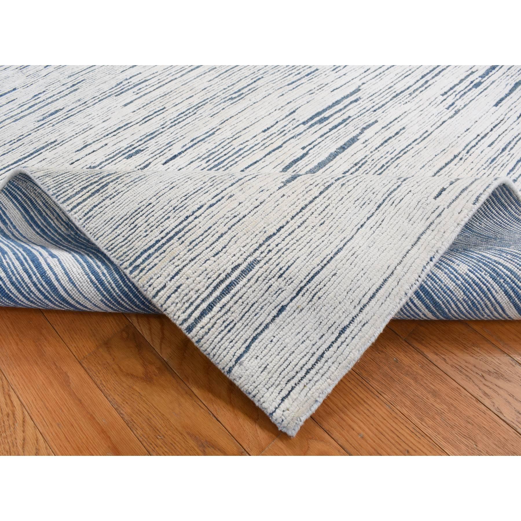 10'x14' Elfenbein Striae Design Texturierte Wolle Handgeknüpft Orientteppich im Zustand „Neu“ im Angebot in Carlstadt, NJ