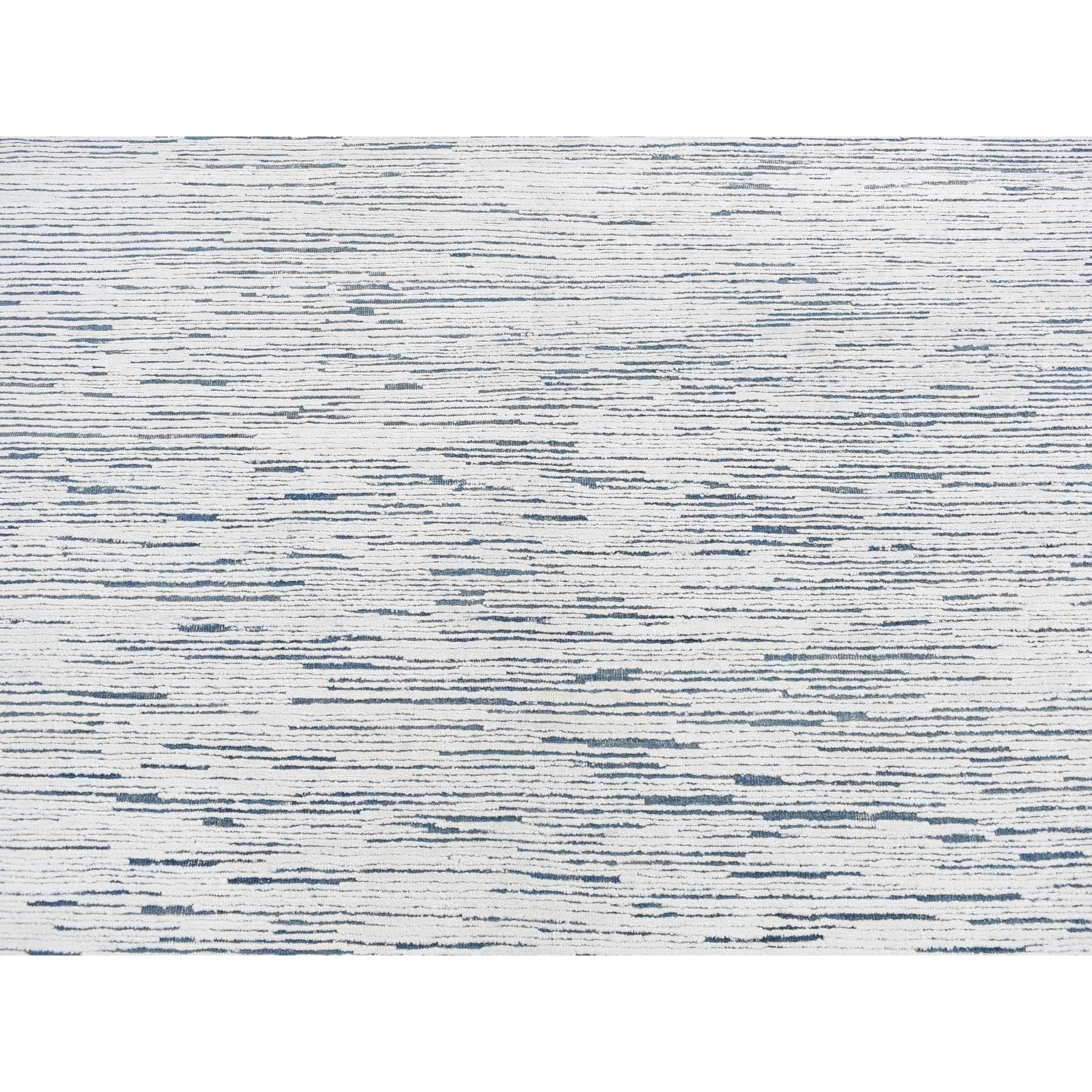10'x14' Elfenbein Striae Design Texturierte Wolle Handgeknüpft Orientteppich im Angebot 2