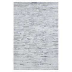 10'x14' Elfenbein Striae Design Texturierte Wolle Handgeknüpft Orientteppich