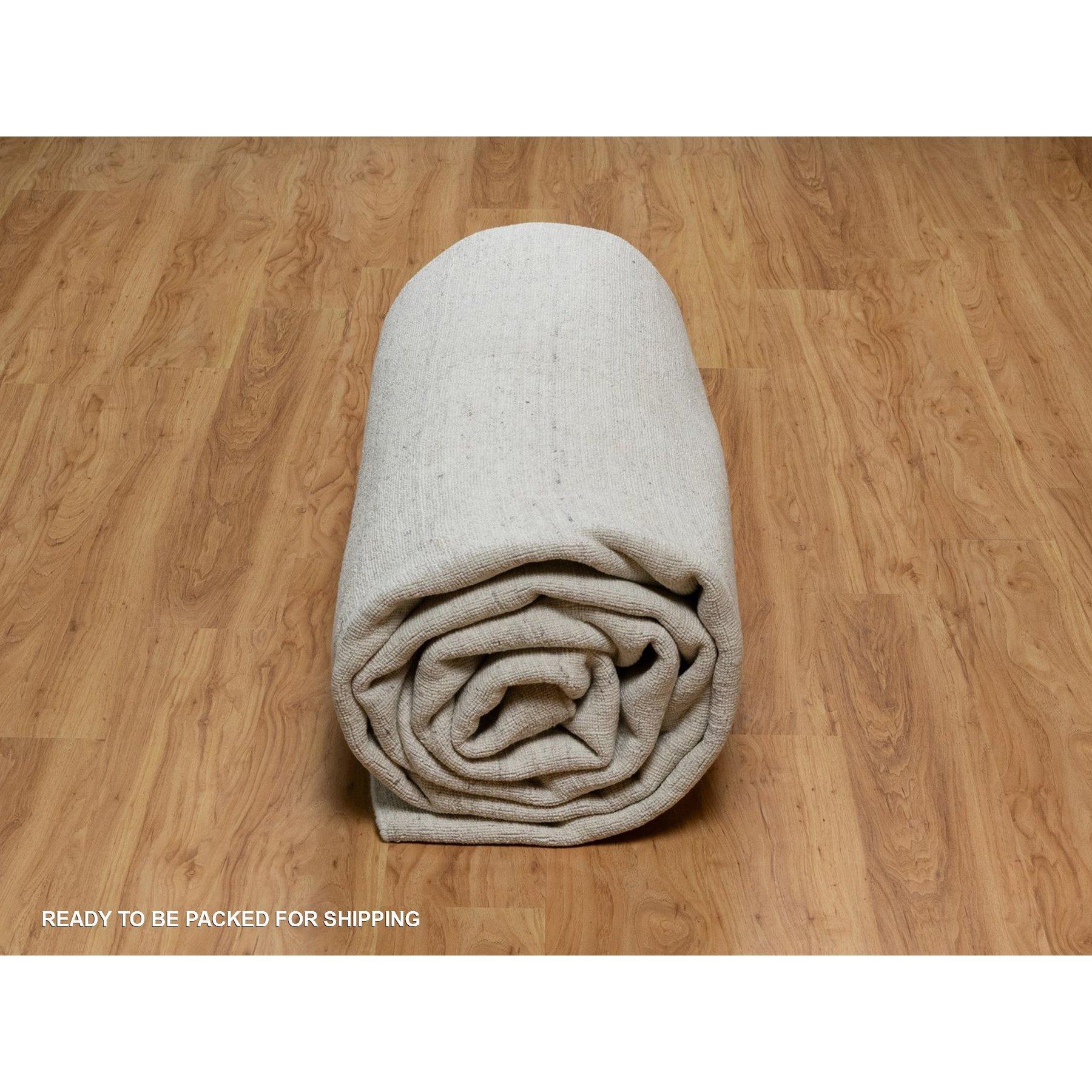 Tapis 10'x14' Ivoire non teinté, laine naturelle, rayures verticales, design, tissé à la main en vente 1