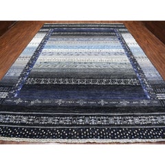 10'x14' Kashkuli Gabbeh Soft Vibrant Wool Hand Knotted Black Oriental Rug