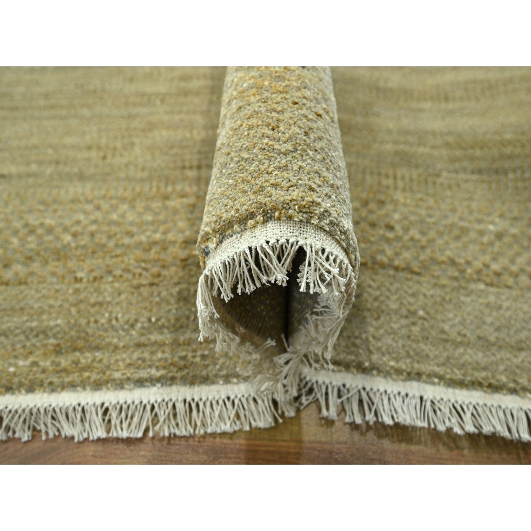 10'x14' Khaki Brown Modern Grass Design Handgeknüpft Wolle & Seide Orientteppich im Zustand „Neu“ im Angebot in Carlstadt, NJ
