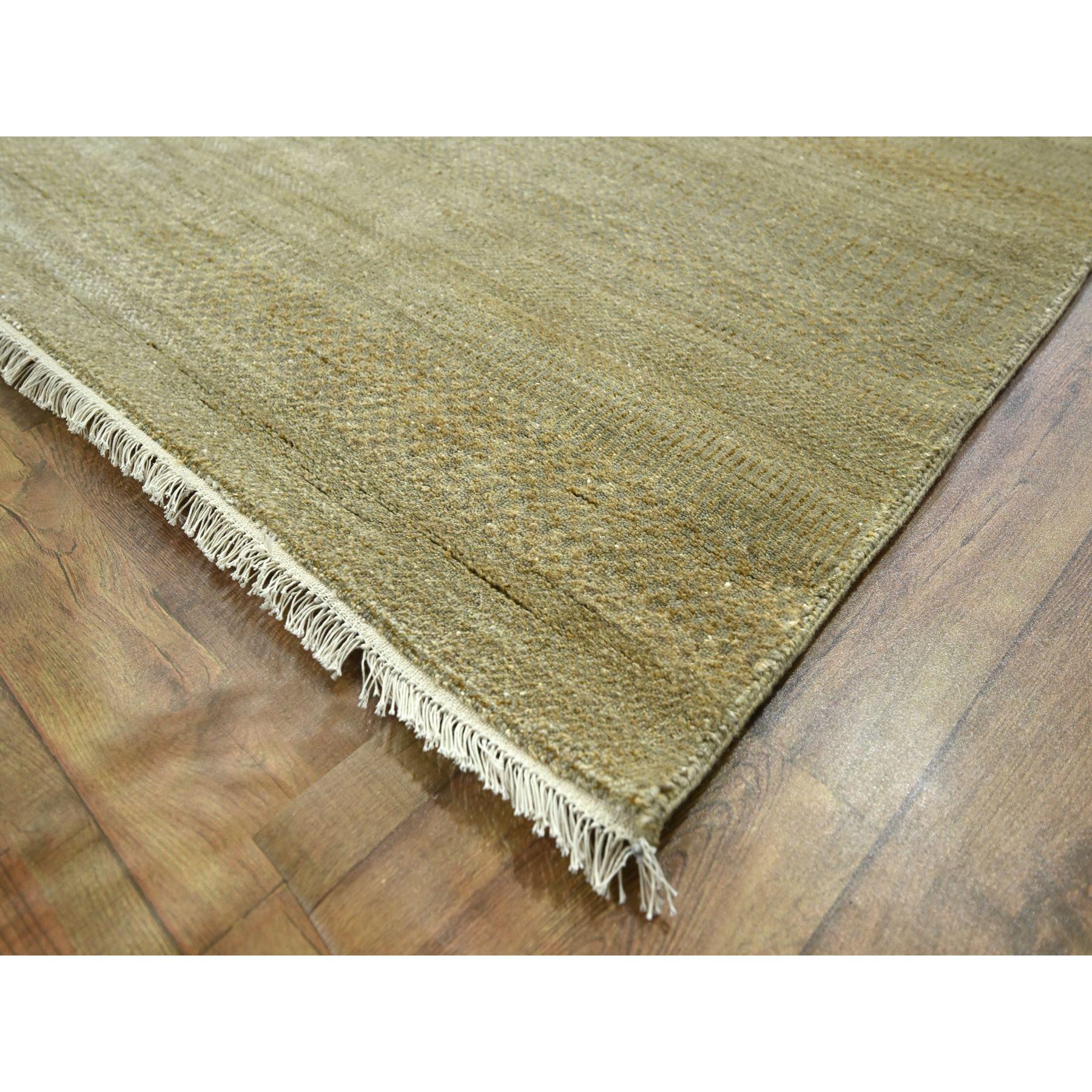 10'x14' Khaki Brown Modern Grass Design Handgeknüpft Wolle & Seide Orientteppich (21. Jahrhundert und zeitgenössisch) im Angebot