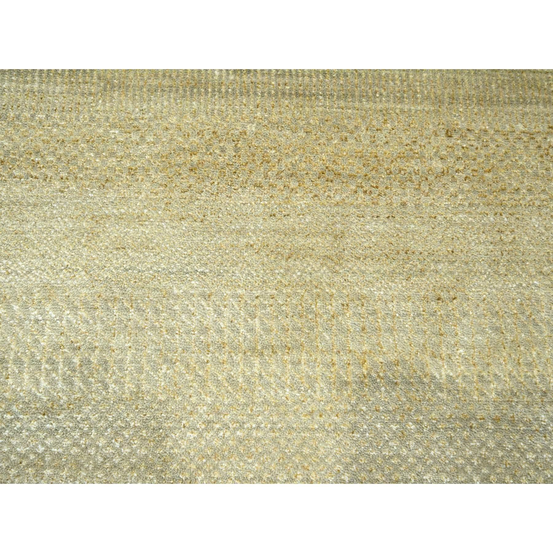 10'x14' Khaki Brown Modern Grass Design Handgeknüpft Wolle & Seide Orientteppich im Angebot 2