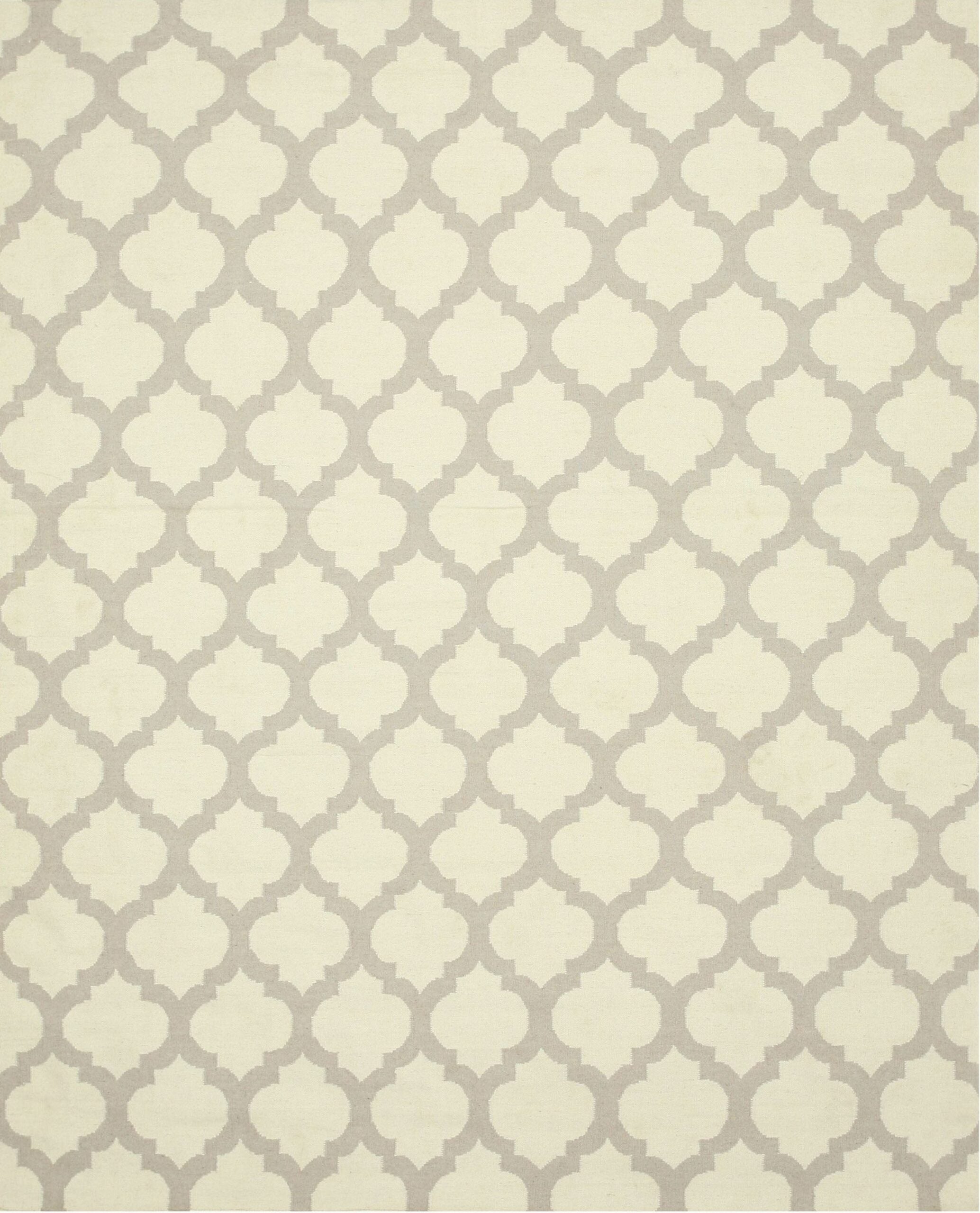10x14 Maya Moroccan Kilim Ivory Geometric Modern Flatweave Wool Carpet Rug & Kilim in vendita
