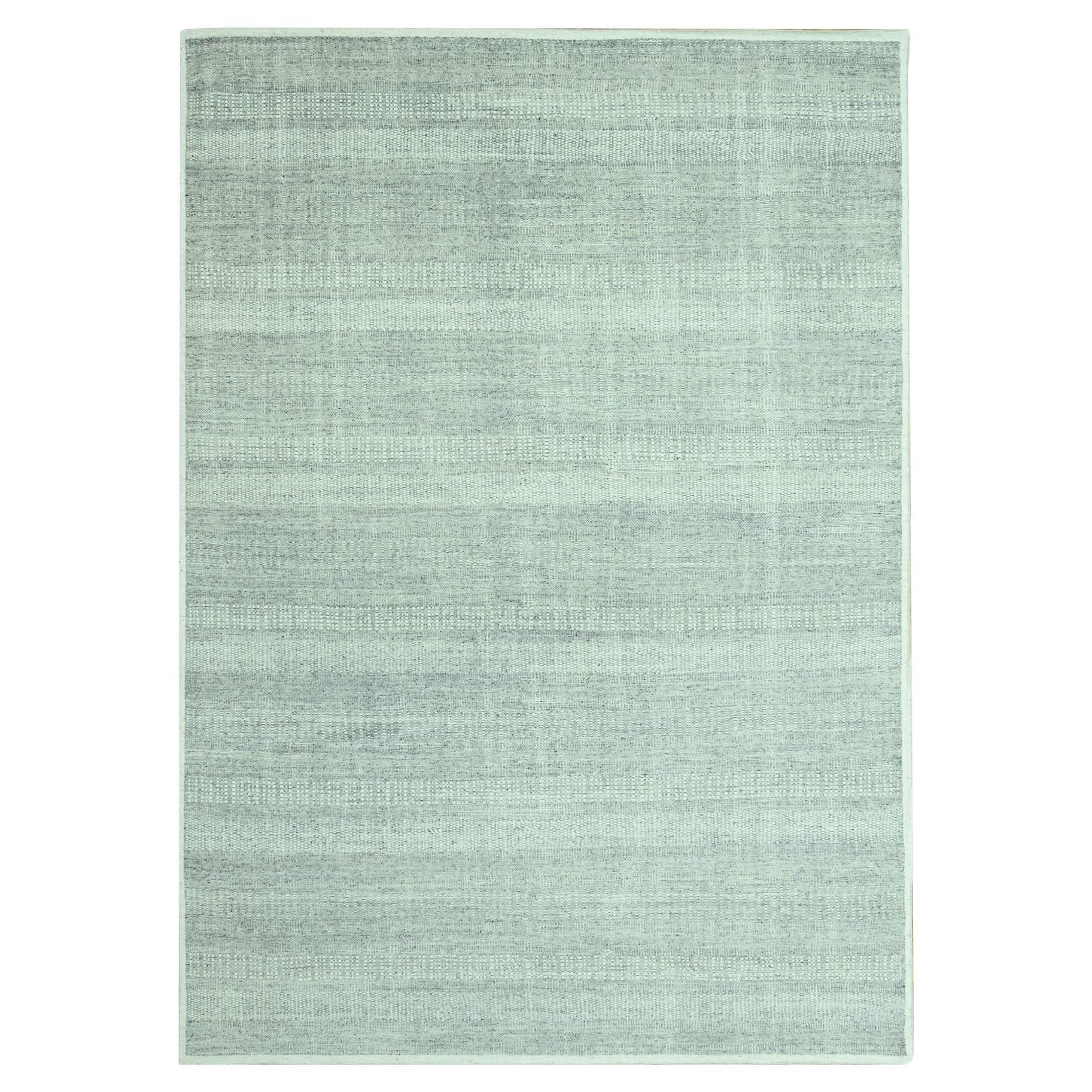10'x14' Misty Gray Oxidized and Distressed Grass Design Hand Knotted Wool Rug